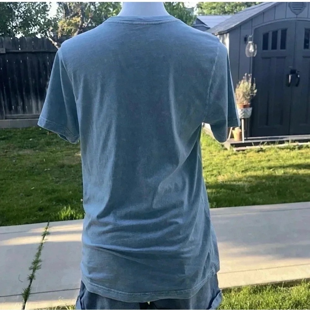RUSS TEE “SUNSHINE AND WHISKEY Women’s Size Sm Made IN THE USA Teal White Wash. - Picture 2 of 4